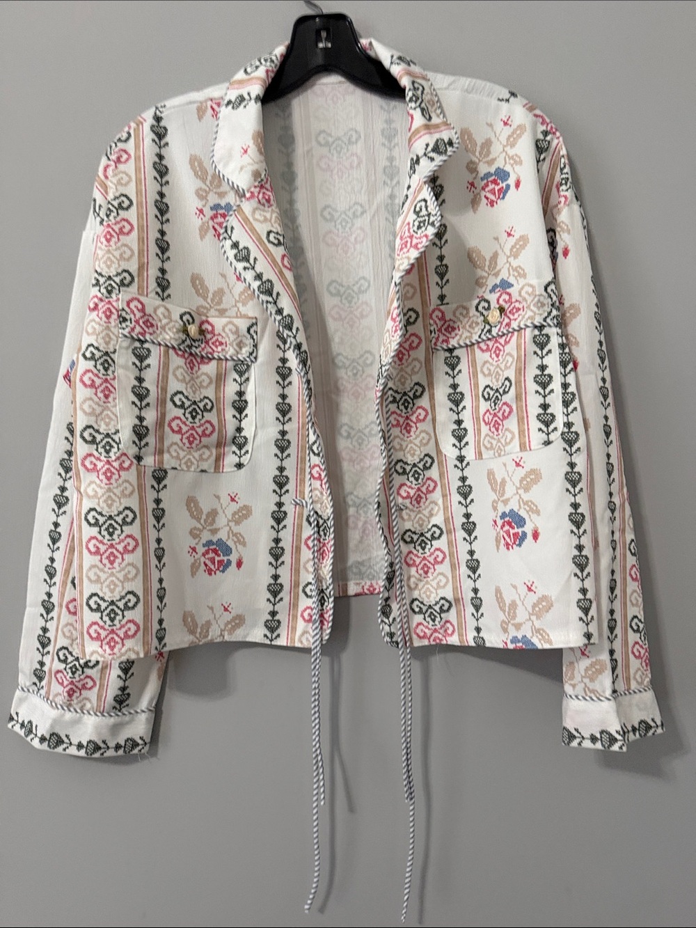 Vintage Cream  Floral Jacket-Size Medium